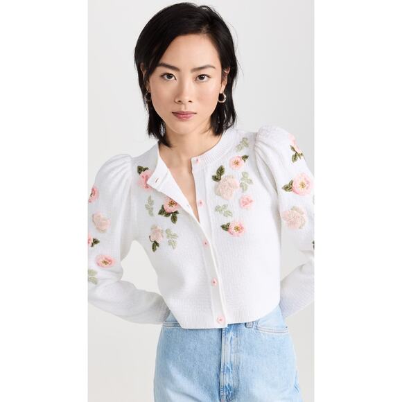 Alice + Olivia Kitty Embroidered Floral Cardigan - S - Picture 1 of 6